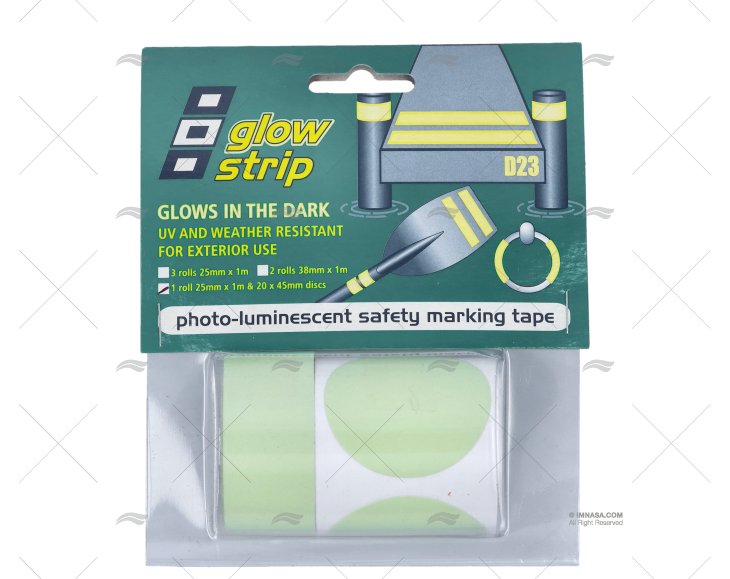 GLOW STRIP SAFETY TAPE 25mm/1M+20X45mm 2 PSP TAPES