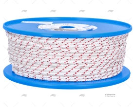 PRE-STRETCHED HALYARD ROPE 4mm WHITE/RED MEYER