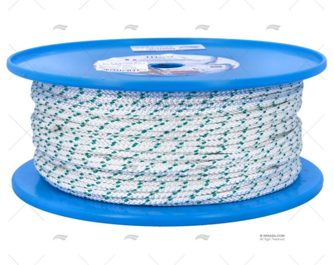 PRE-STRETCHED HALYARD ROPE 4mm WHITE/GRN MEYER