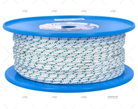 PRE-STRETCHED HALYARD ROPE 4mm WHITE/GRN MEYER