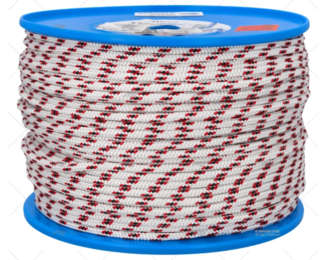 PRE-STRETCHED HALYARD 6mm WHITE/RED MEYER