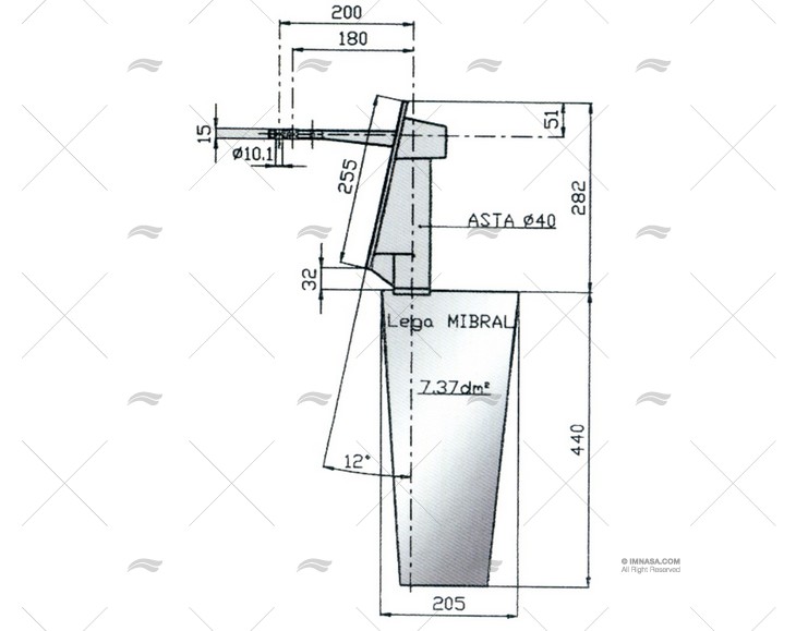 GOUVERNAIL DE SAFRAN RADICE 16/7S-12º ELICHE RADICE