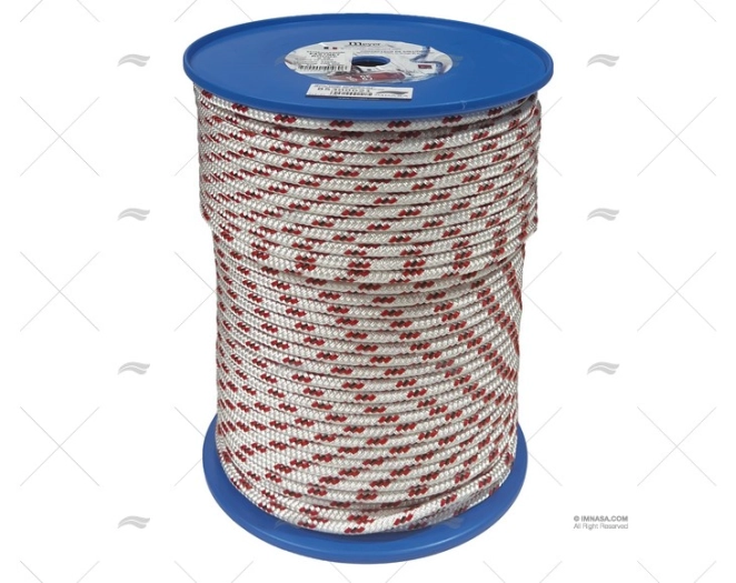 PRE-STRETCHED HALYARD 8mm WHITE/RED MEYER