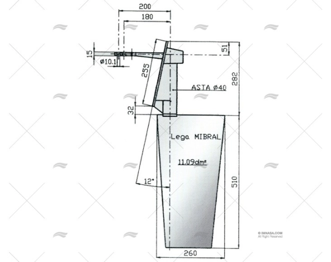 GOUVERNAIL DE SAFRAN RADICE 16/11S-12º ELICHE RADICE