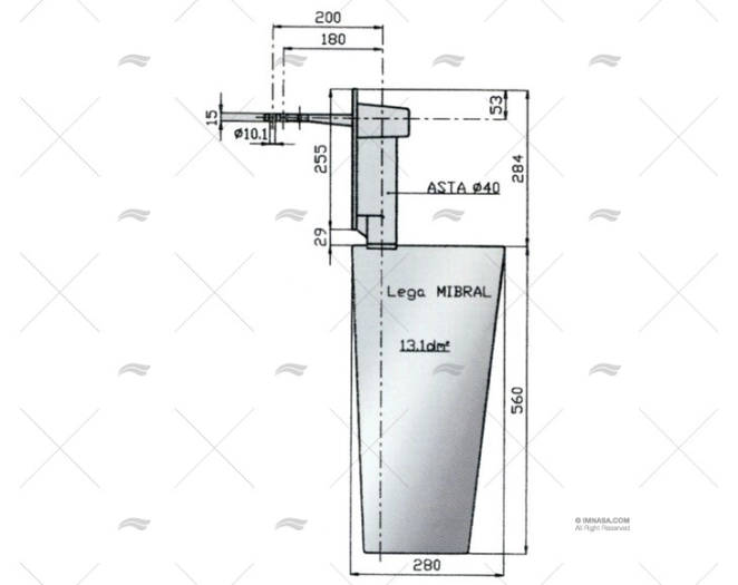 GOUVERNAIL DE SAFRAN RADICE 16/13S-0º ELICHE RADICE