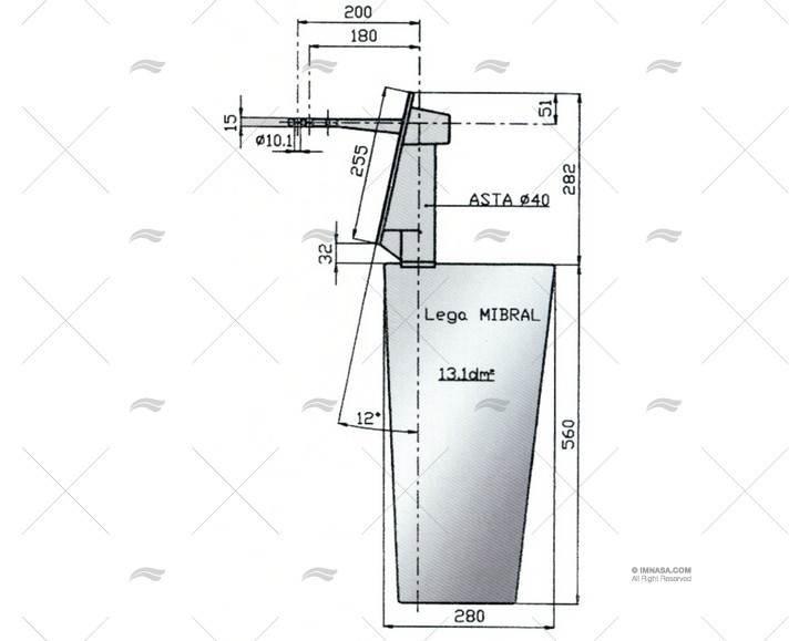 GOUVERNAIL DE SAFRAN RADICE 16/13S-12º ELICHE RADICE