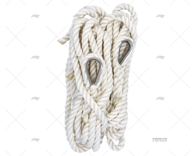 CORDAGE BLANC 16mm A/COSSE INOX 2X7 MT