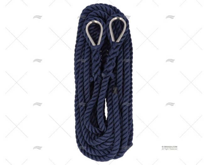 CORDAGE BLEU 14mm A/COSSE INOX 2X7