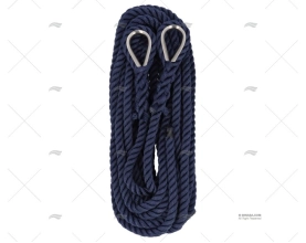 CORDAGE BLEU 14mm A/COSSE INOX 2X7