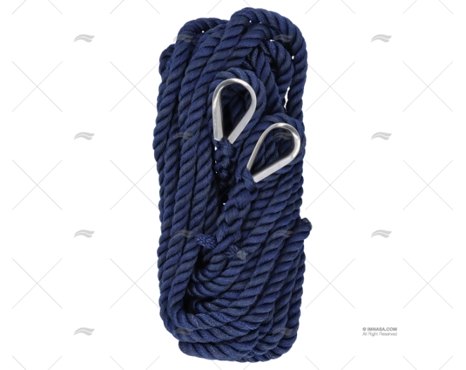 CORDAGE BLEU 16mm A/COSSE INOX 2X7