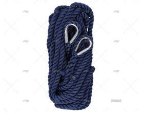 CORDAGE BLEU 16mm A/COSSE INOX 2X7