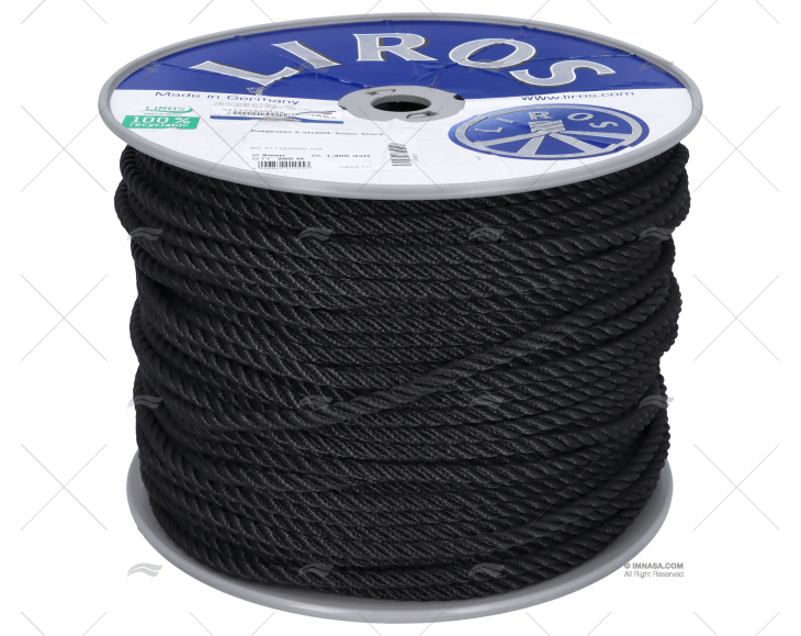 CORDAGE POLYESTER 08mm NOIR 200m LIROS