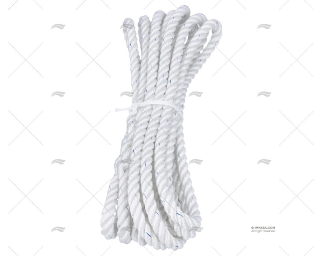 CABO POLYESTER 12mm BLANCO C/GAZA 1x6m