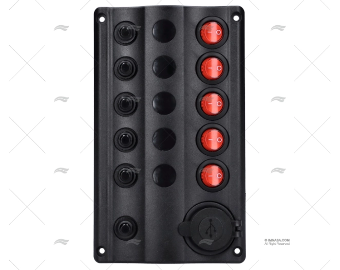 SWITCH PANEL 5P 12V 107x180 VOLTIMETER