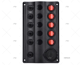 SWITCH PANEL 5P 12V 107x180 VOLTIMETER