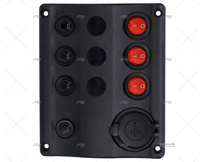 SWITCH PANEL 3P 12V 107x130 USB