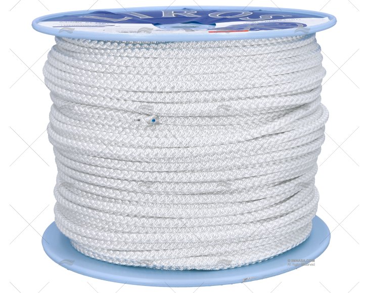 CORDAGE TRESSE POLYESTER 08mm BLANC 200m LIROS