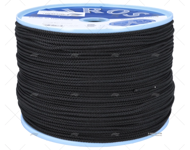 CORDAGE TRESSE POLIESTR 3MM NOIR 500MT LIROS