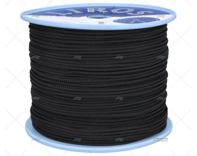 CORDAGE TRESSE POLIESTR 4MM NOIR 500MT LIROS