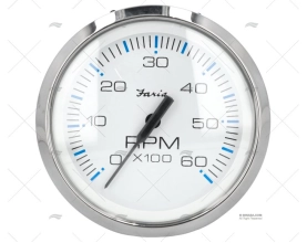 RELÓGIO TACOMETRO BRANCO 6000RPM FARIA