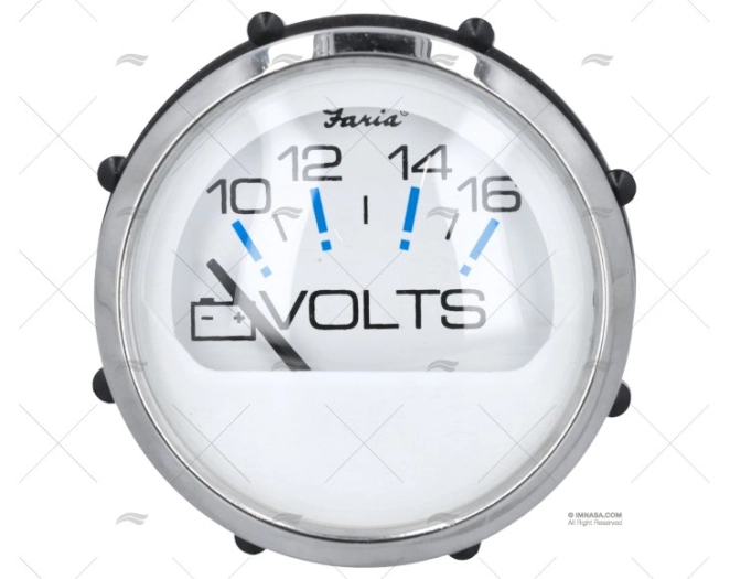 VOLTMETER 10-16V WHITE 2' FARIA