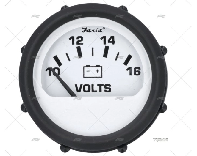 VOLTMETER 10-16V WHITE 2' FARIA