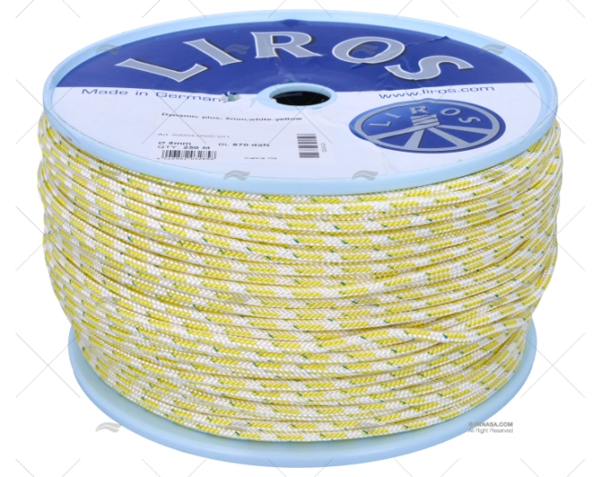 ROPE  DYNAMIC PLUS 05mm BLANCO/YELLOW 25 LIROS