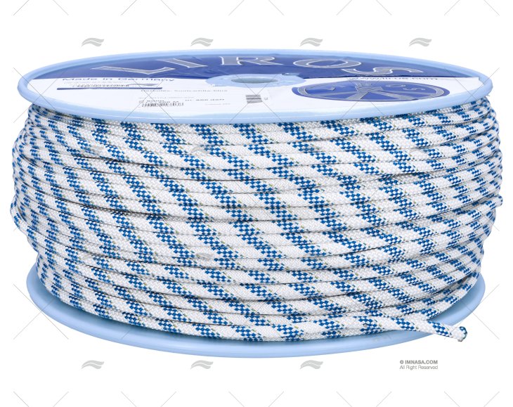 CORDAGE HERCULES 06mm BLANC/BLEU  200m LIROS