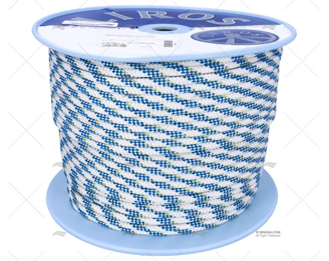 CORDAGE HERCULES 08mm BLANC/BLEU 200m LIROS