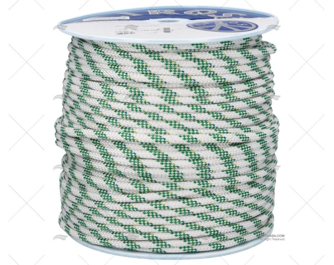 CORDAGE HERCULES 10mm BLANC/VERD 200m LIROS