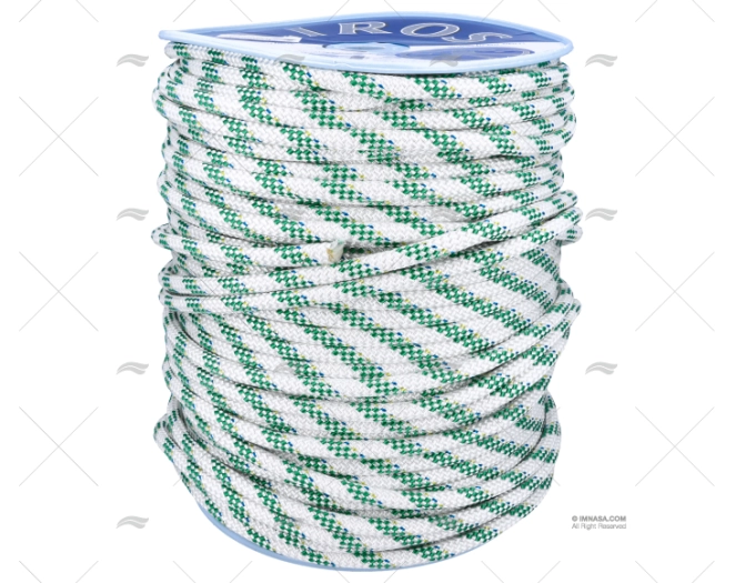 CORDAGE HERCULES 12mm BLANC/VERD 200m LIROS