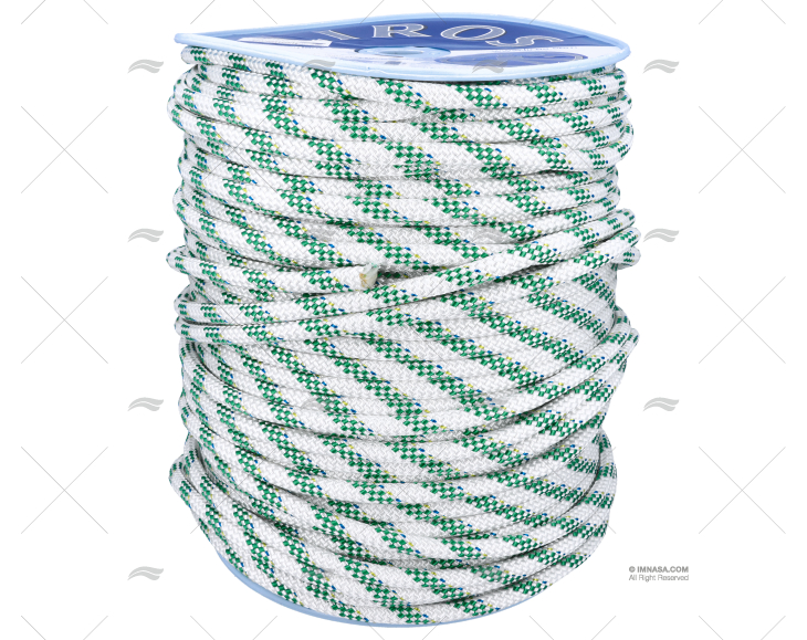 CORDAGE HERCULES 12mm BLANC/VERD 200m LIROS