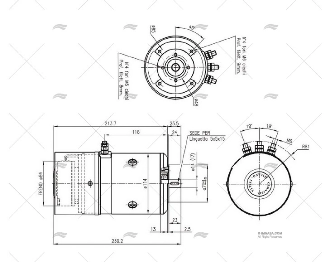 MOTEUR COLLIER B14/70 12V 700W 3T-14mm CIMA 1915