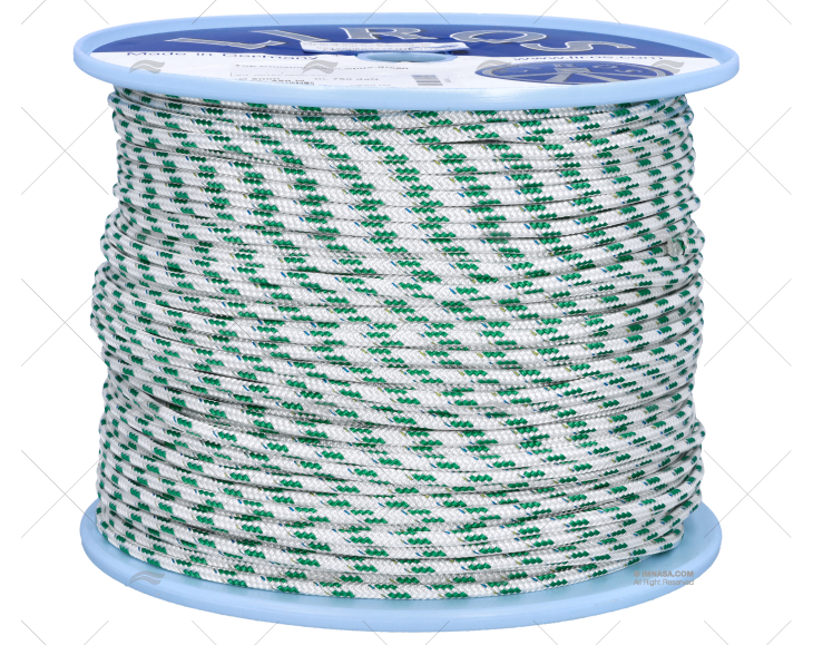 CORDAGE TOP CRUISING 05mm BLANC/VERD 250 LIROS