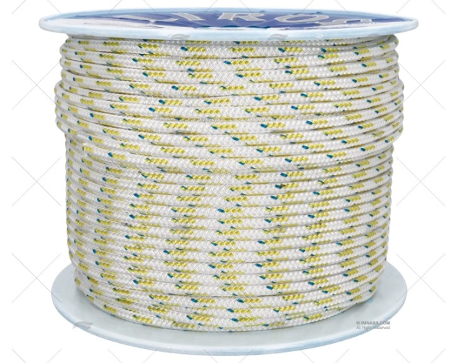 CORDAGE TOP CRUISING 08mm BLANC/JAUNE 20 LIROS