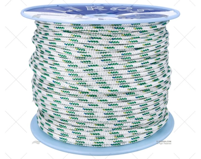 CORDAGE TOP CRUISING 08mm BLANC/VERD 200 LIROS