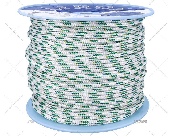 CORDAGE TOP CRUISING 08mm BLANC/VERD 200 LIROS