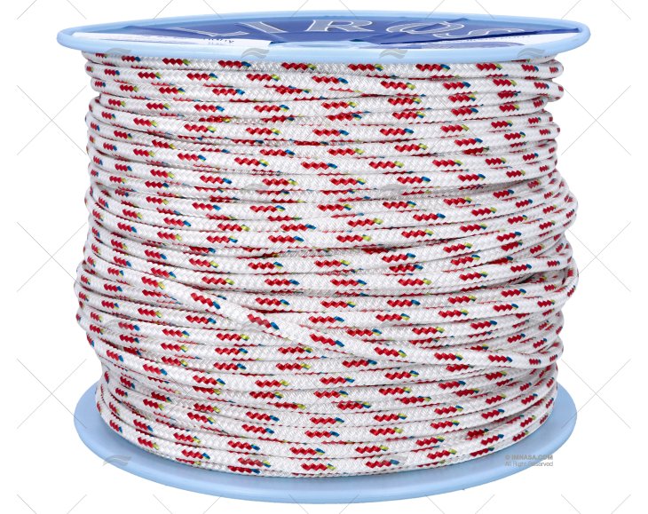 CORDAGE TOP CRUISING 08mm BLANC/ROUGE 20 LIROS