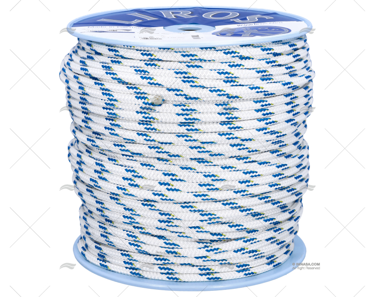 CORDAGE TOP-CRUISING 10mm BLANC/BLEU 200 LIROS