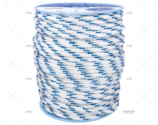 CORDAGE TOP-CRUISING 12mm BLANC/BLEU 200 LIROS