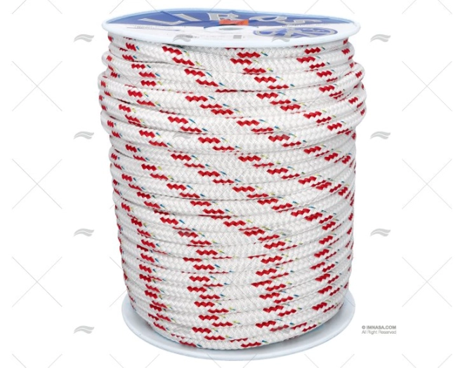 CORDAGE TOP-CRUISING 16MM BLANC/ROUGE 10 LIROS