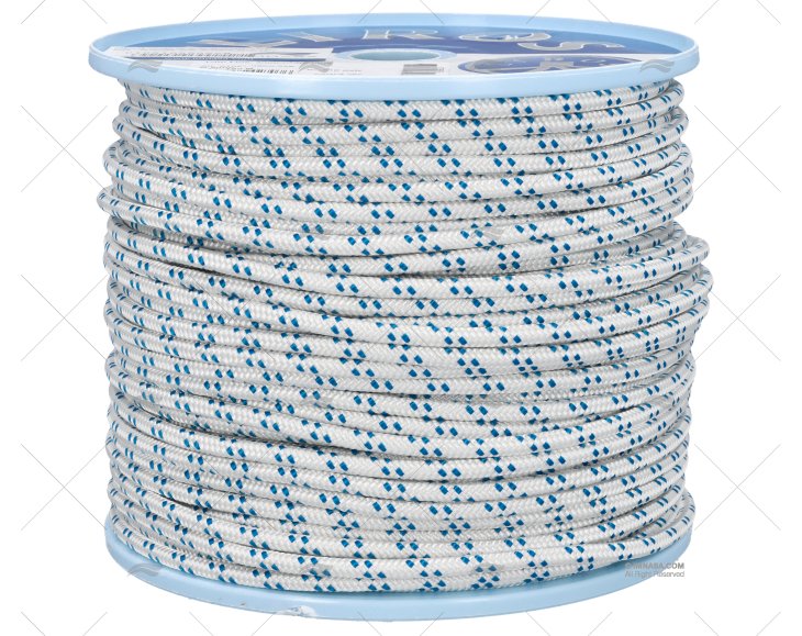 CORDAGE TRIMLINE 05mm BLANC/BLEU 100m LIROS