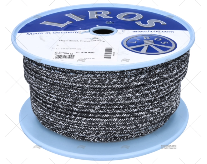 ROPE  MAGIC SHEET 07mm WHITE/NAVY 100m LIROS