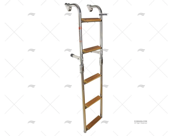 ESCALERA PLEGABLE INOX 5 PELDAÑOS TECA