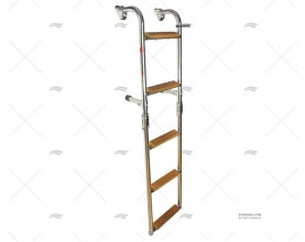 ESCALERA PLEGABLE INOX 5 PELDAÑOS TECA