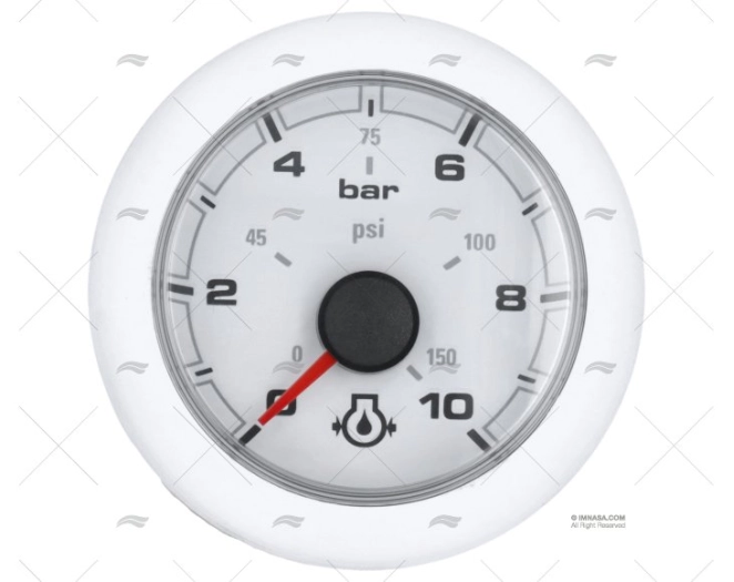 WHITE OL PRESSURE GAUGE 12/24V 10 BAR 52