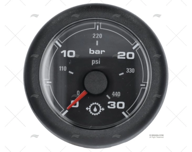 BLACK OL PRESSURE GAUGE 12/24V 30 BAR 52