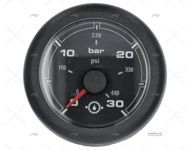 BLACK OL PRESSURE GAUGE 12/24V 30 BAR 52 VDO