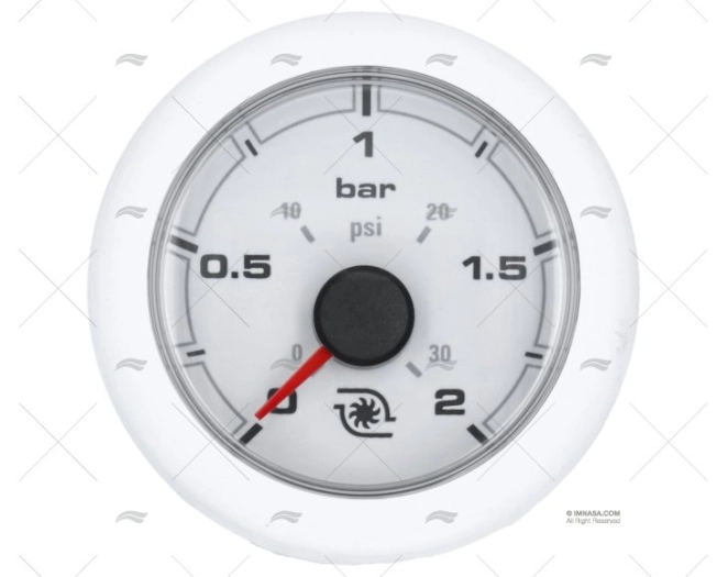 WHITE OL PRESSURE GAUGE 12/24V 2 BAR 52m VDO