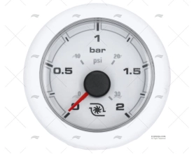 WHITE OL PRESSURE GAUGE 12/24V 2 BAR 52m